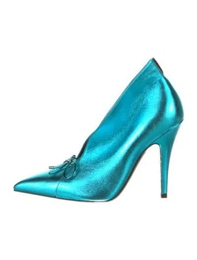 Pre-owned Tom Ford Leather Bow Accents Boots In Blue