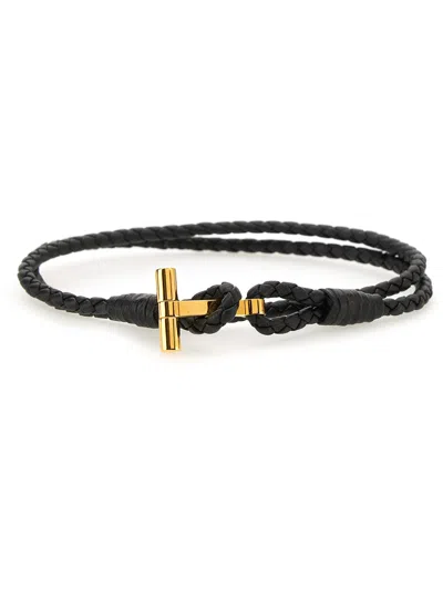 Tom Ford Leather Bracelet In Black