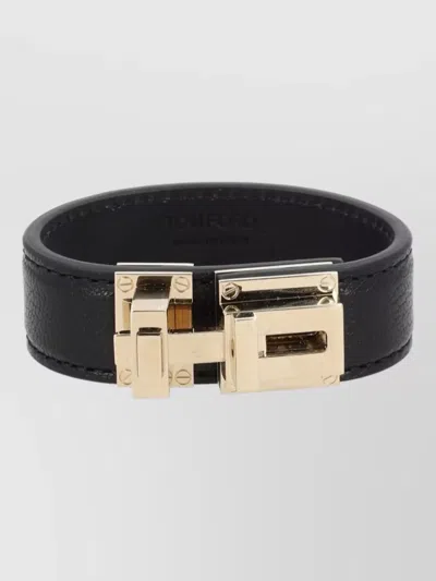 Tom Ford Leather Bracelet In Black