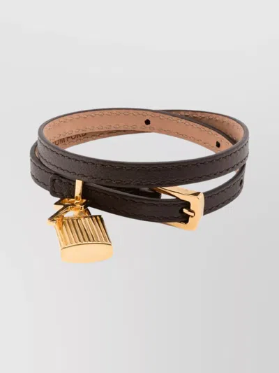 TOM FORD LEATHER BRACELET FEATURING PADLOCK CHARM
