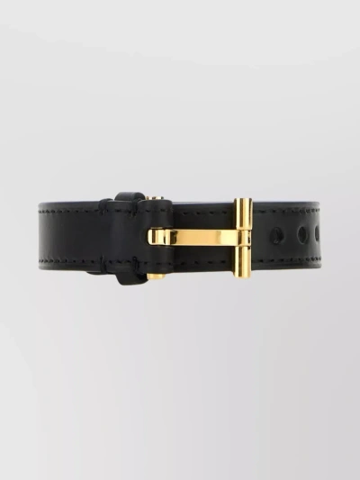 Tom Ford Leather Bracelet Metal Buckle In Black