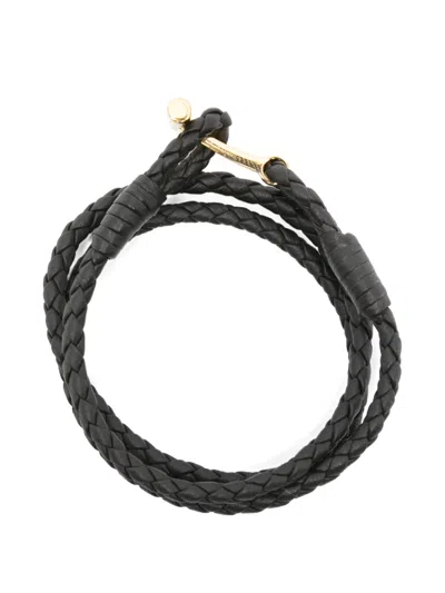 Tom Ford Leather Bracelet In Black