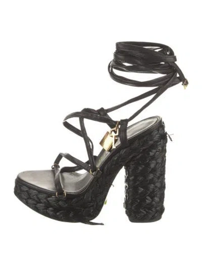 Pre-owned Tom Ford Leather Braided Accents Gladiator Sandals In Black