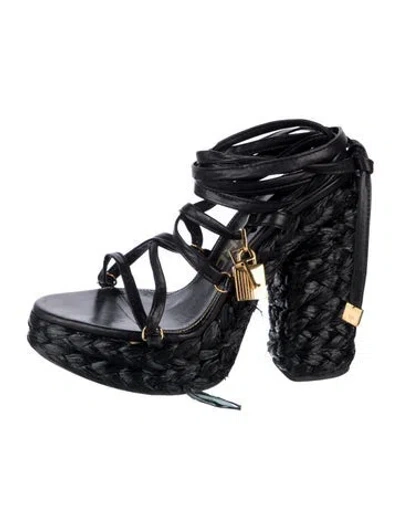 Pre-owned Tom Ford Leather Braided Accents Gladiator Sandals In Black