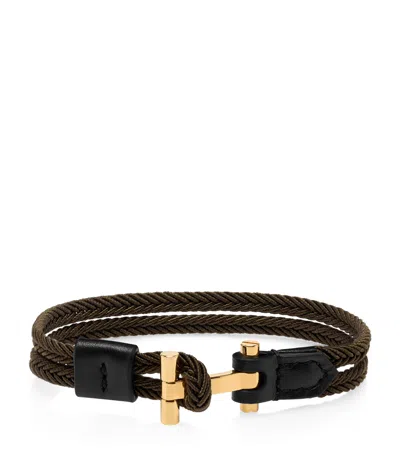 Tom Ford Leather Braided Bracelet In Black