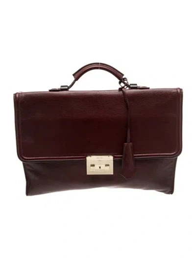 Pre-owned Tom Ford Leather Briefcase In Burgundy