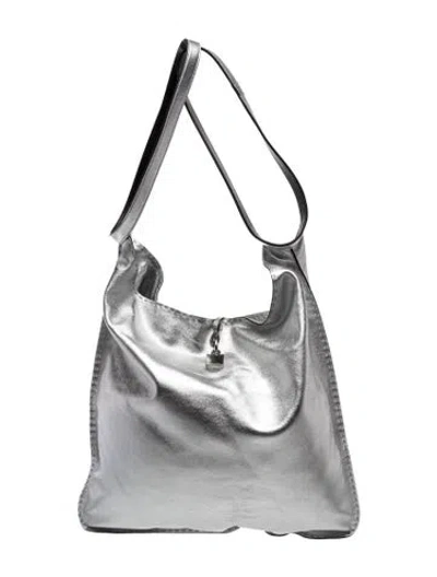 Pre-owned Tom Ford Leather Bucket Bag W/ Tags In Silver