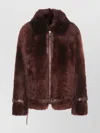 Tom Ford Leather Buckle Detail Jacket With Faux Fur In Brown