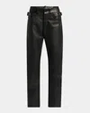 Tom Ford Leather Buckle Straight-leg Biker Pants In Black