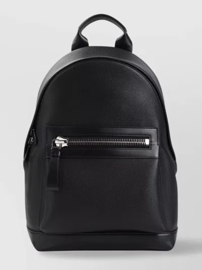 Tom Ford Leather Calf Backpack Textured Finish In Grey