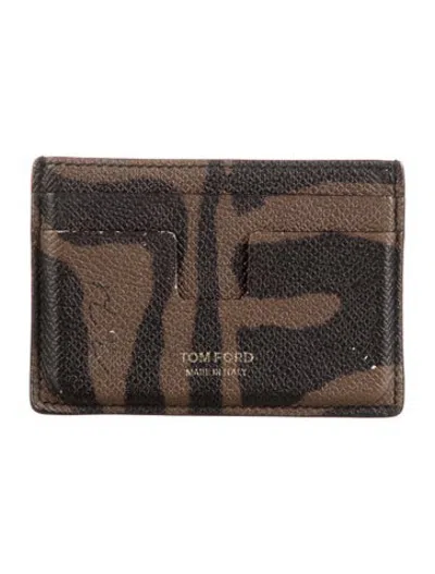 Pre-owned Tom Ford Leather Camouflage Print Card Holder In Brown