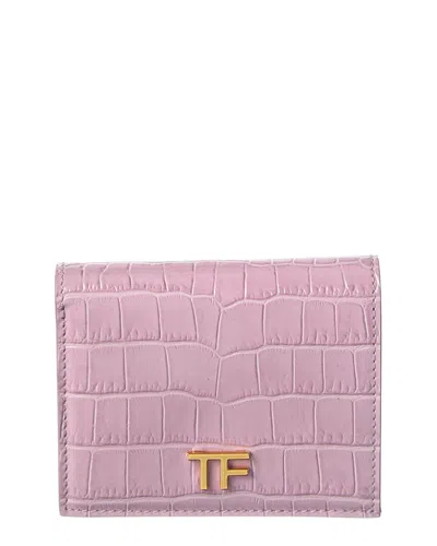 Tom Ford Leather Card Case In Pink