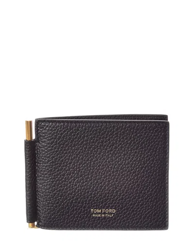 Tom Ford Leather Card Case Wallet In Burgundy