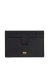 Tom Ford Tf Card Holder In Grained Leather In Black