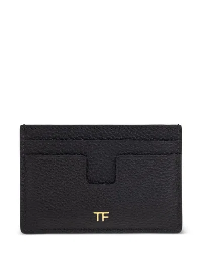 Tom Ford Tf Card Holder In Grained Leather In Black