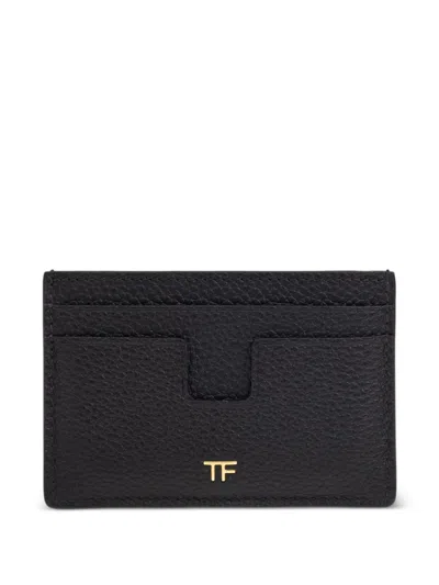 Tom Ford Tf Card Holder In Grained Leather In Black