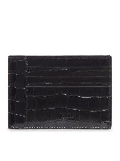 Tom Ford Leather Card Holder In Black