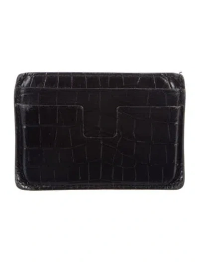 Pre-owned Tom Ford Leather Card Holder In Black