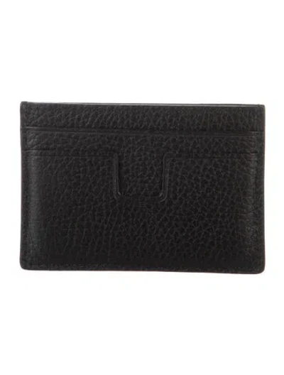 Pre-owned Tom Ford Leather Card Holder In Black