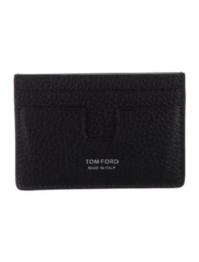 Pre-owned Tom Ford Leather Card Holder In Black