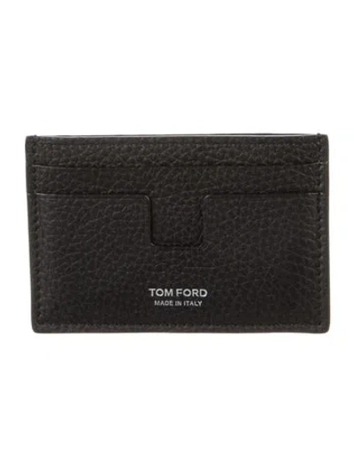 Pre-owned Tom Ford Leather Card Holder In Black
