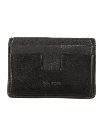 Pre-owned Tom Ford Leather Card Holder In Black