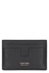 Tom Ford Soft Grain Leather T Line Classic Card Holder In Black