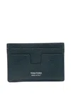 Tom Ford Leather Card Holder In Blue