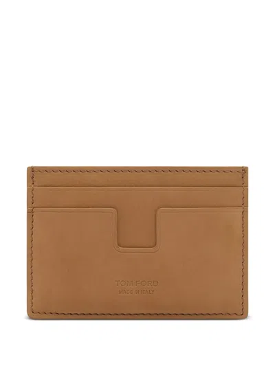 Tom Ford Leather Card Holder In Brown