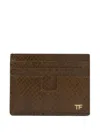 Tom Ford Python Logo Card Holder In Brown