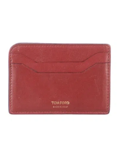 Pre-owned Tom Ford Leather Card Holder In Burgundy
