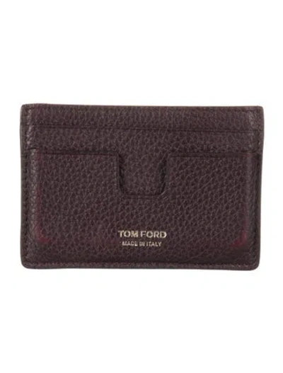 Pre-owned Tom Ford Leather Card Holder In Burgundy