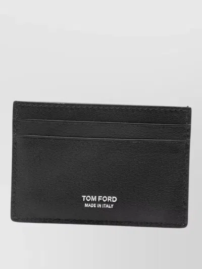 Tom Ford Leather Card Holder Compact Design In Black