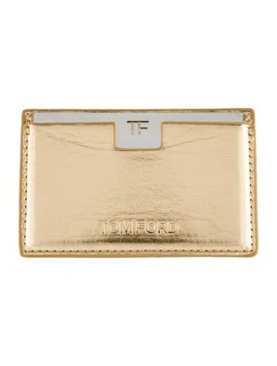 Pre-owned Tom Ford Leather Card Holder In Gold
