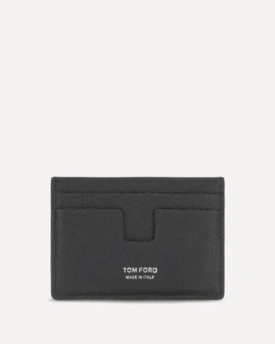Tom Ford Leather Card Holder In Gray