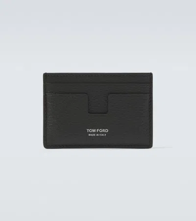 Tom Ford Leather Card Holder In Green