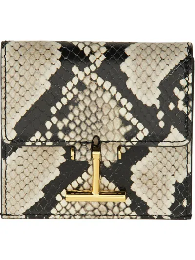 Tom Ford Calfskin Leather Card Holder With Design In Multicolor