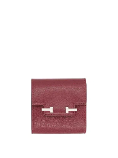 Tom Ford Leather Card Holder In Red