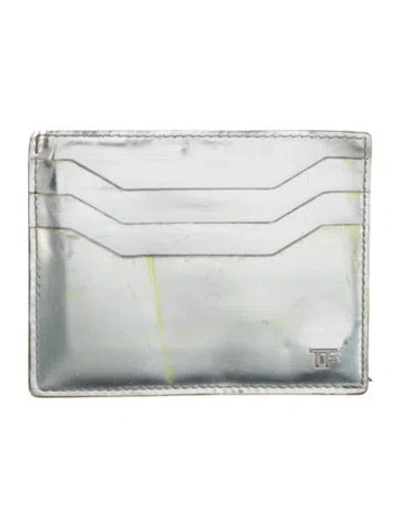 Pre-owned Tom Ford Leather Card Holder In Silver