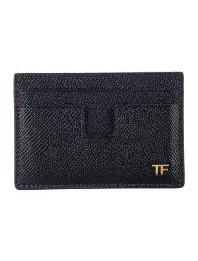 Pre-owned Tom Ford Leather Card Holder W/ Tags In Black