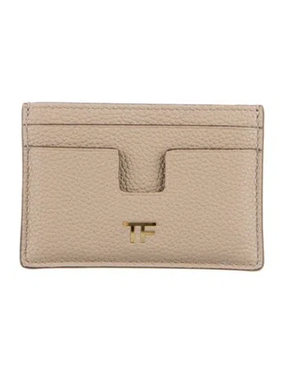 Pre-owned Tom Ford Leather Card Holder W/ Tags In Neutral