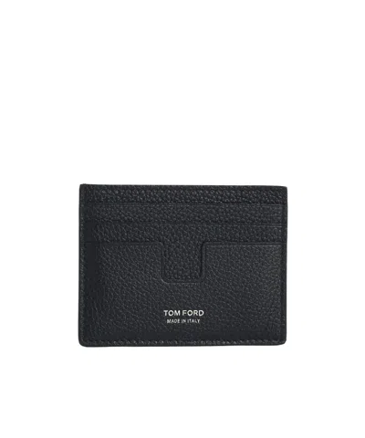 Tom Ford Leather Card Holder Wallet In Black