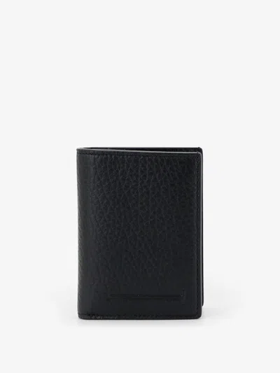 Tom Ford Leather Card Holder With Embossed Logo In Black
