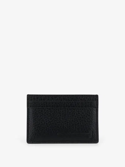 Tom Ford Leather Card Holder With Embossed Logo In Black