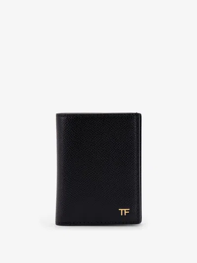 Tom Ford Leather Card Holder With Logo In Black