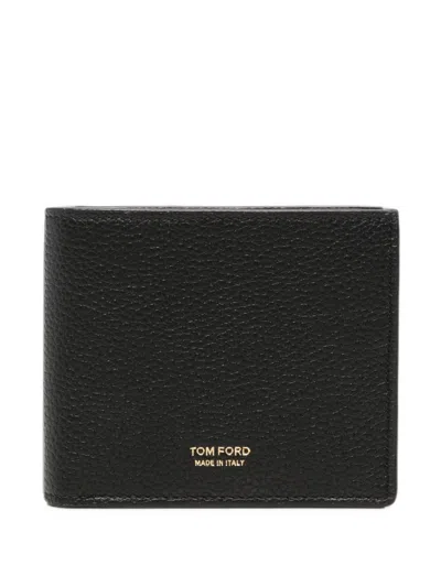 Tom Ford Leather Card Holder With Logo In Black