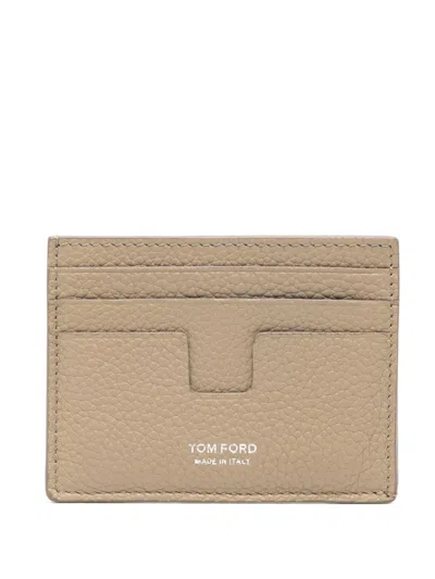 Tom Ford Leather Card Slots In Neutrals