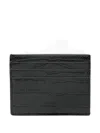 Tom Ford Card Holder In Shiny Crocodile Print Leather In Black