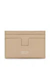 Tom Ford Leather Card Holder In Neutrals