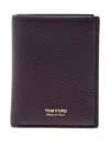 Tom Ford Leather Cardholder In Purple